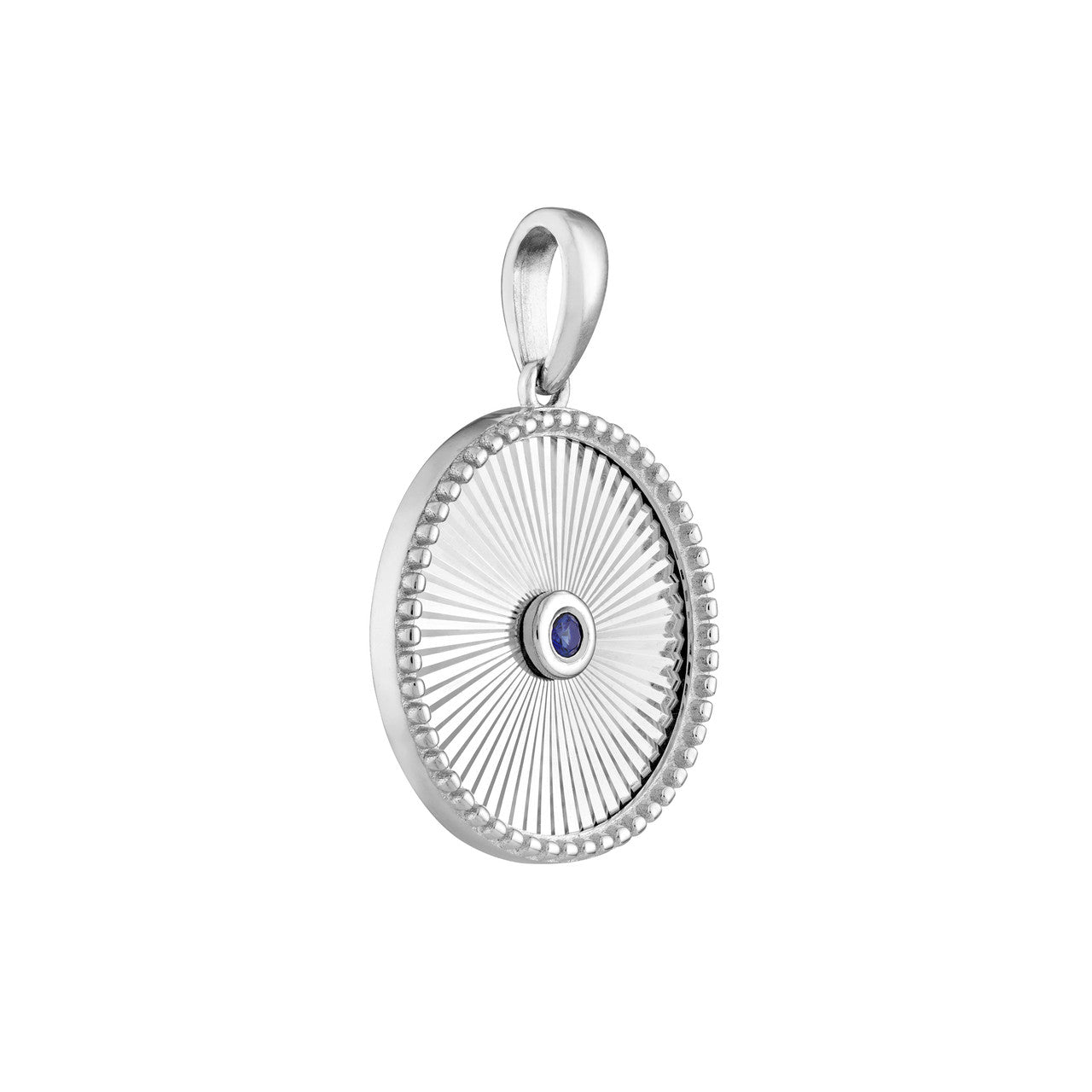 14K White Gold Round Sapphire Pendant  Susan Blake Jewelry