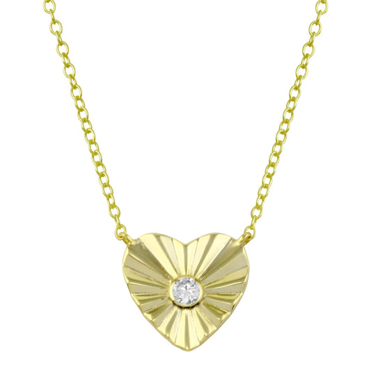 Gold Fluted Heart Necklace¬† Susan Blake Jewelry