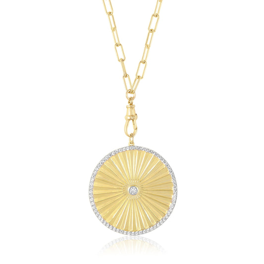 Fluted Starburst Disc Pendant with Rectangle Chain  Susan Blake Jewelry