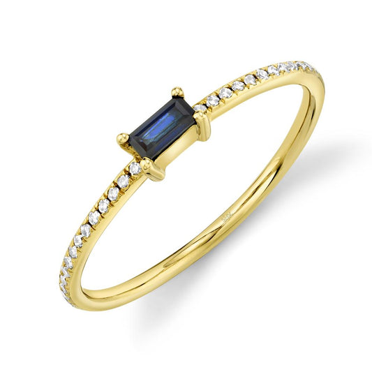 14K Yellow Gold Diamond and Blue Sapphire LadyÕs Ring