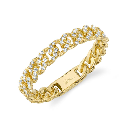 14K Yellow Gold Round Diamond Link Band