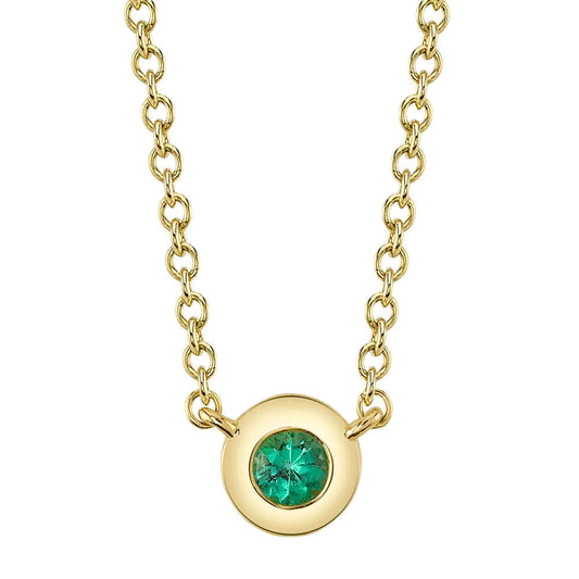 14K Yellow Gold Emerald Bezel Necklace