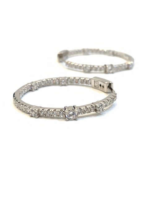 Inside Out Hoop Earrings, White Gold