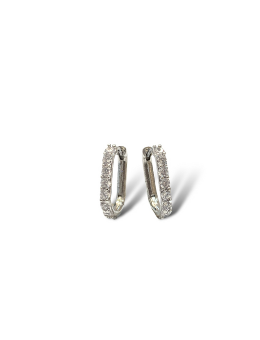 Oval Huggie Earrings, White Gold