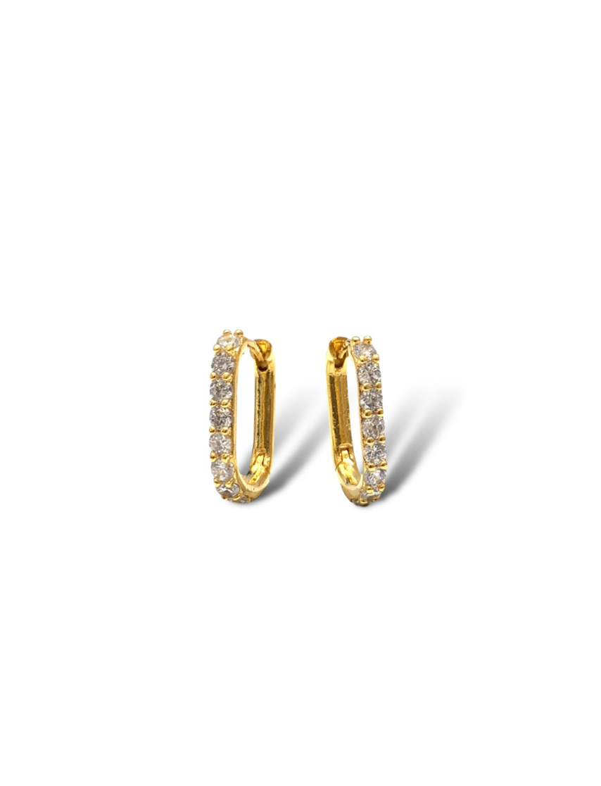 Oval Huggie Earrings, Yellow Gold