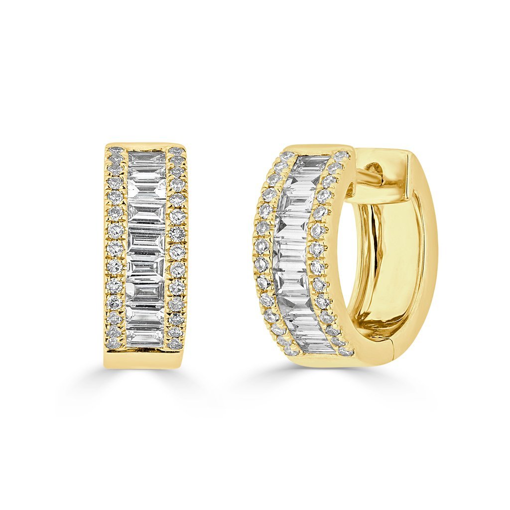 14K Baguette Diamond Huggie Earrings  Susan Blake Jewelry