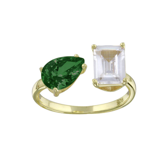 Color Two Stone Ring - Gold & Emerald¬† Susan Blake Jewelry