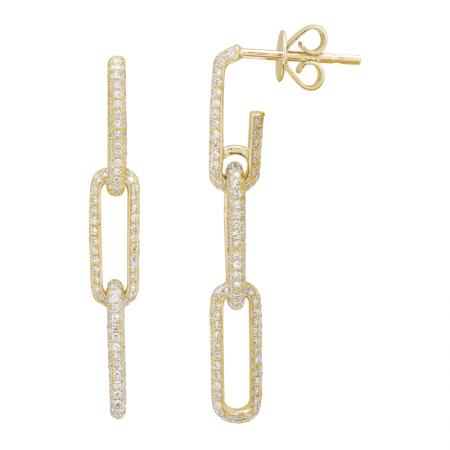 14K Yellow Gold Diamond Link Earrings