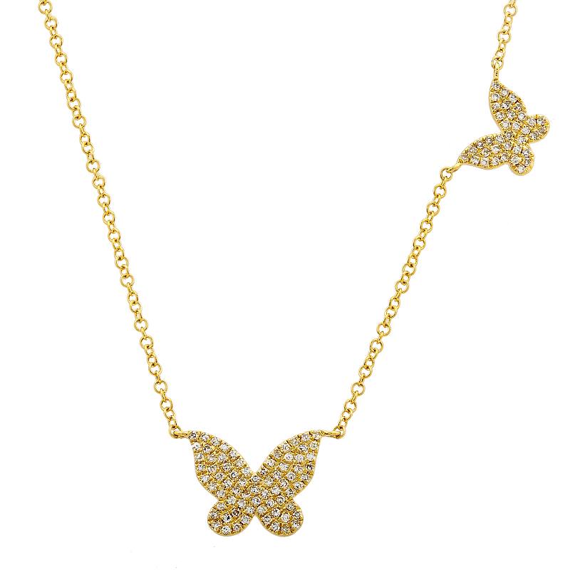 Yellow Gold Diamond Butterfly Necklace