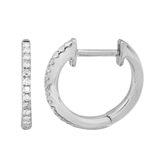 14k White Gold Diamond Huggie Earrings - Susan Blake Jewelry