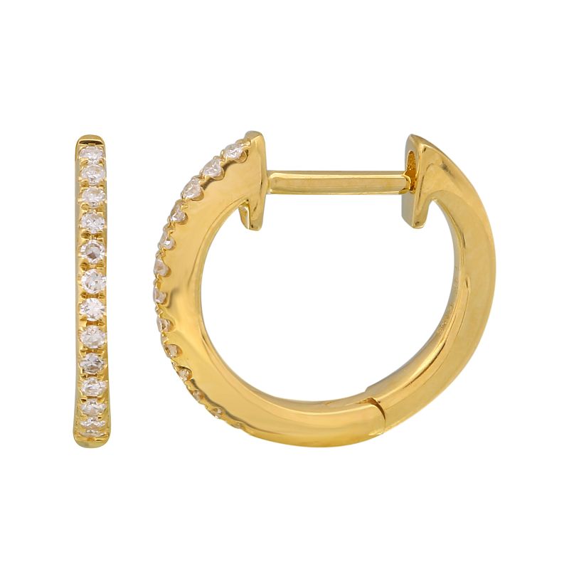 14k Yellow Gold Diamond Huggie Earrings - Susan Blake Jewelry