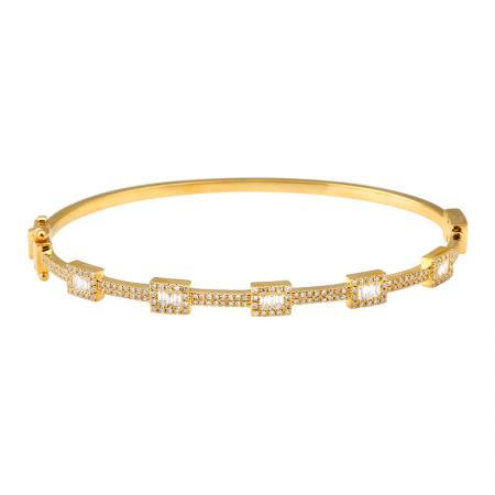 14k Yellow Gold Diamond Distance Bangle