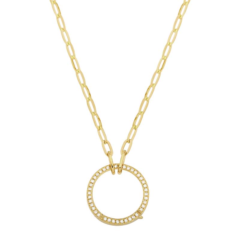 Yellow Gold Circular Diamond Clasp Necklace