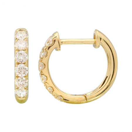 14k Yellow Gold Petite Diamond Huggie Earrings