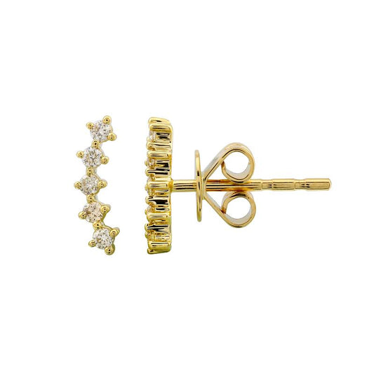 Yellow Gold Arc Diamond Stud Earrings