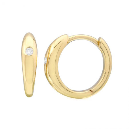 14k Yelllow Gold Inlay Diamond Earrings