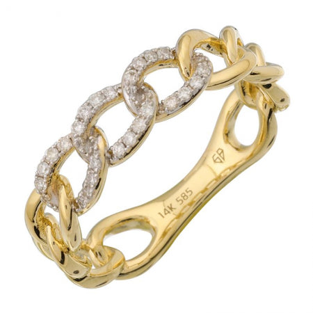 14k Yellow Gold Diamond Link Ring