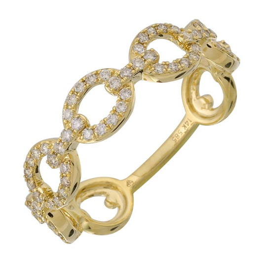 14k Yellow Gold Link Diamond Ring - Susan Blake Jewelry