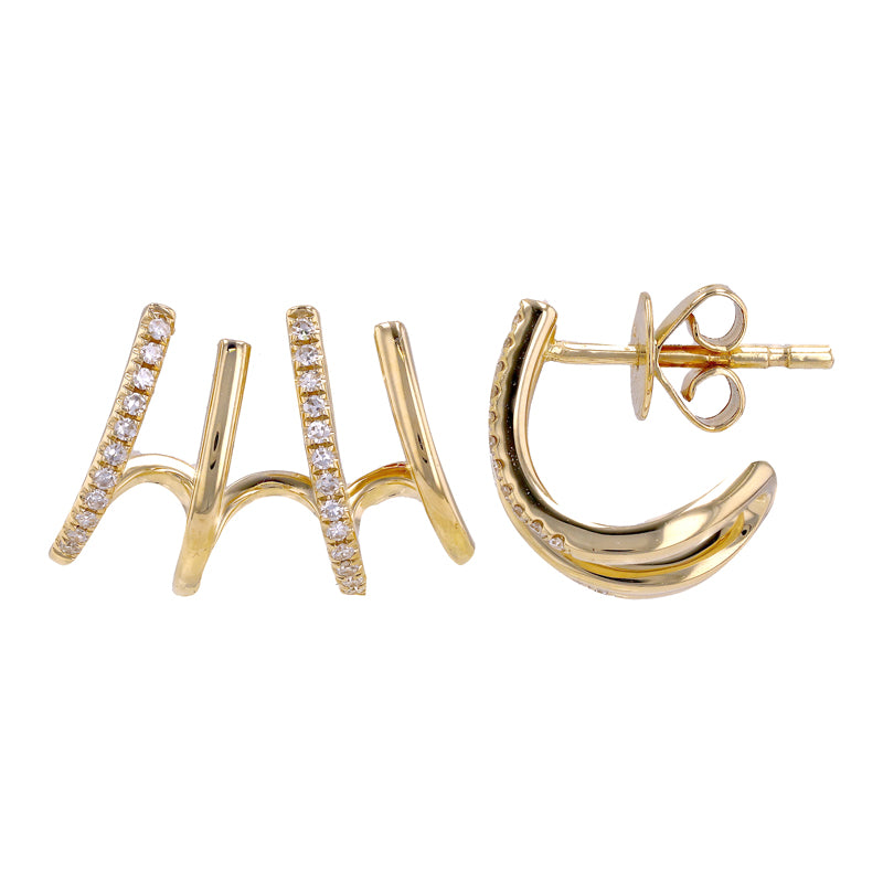 14k Yellow Gold Diamond Caged Lobe Stud Earrings - Susan Blake Jewelry