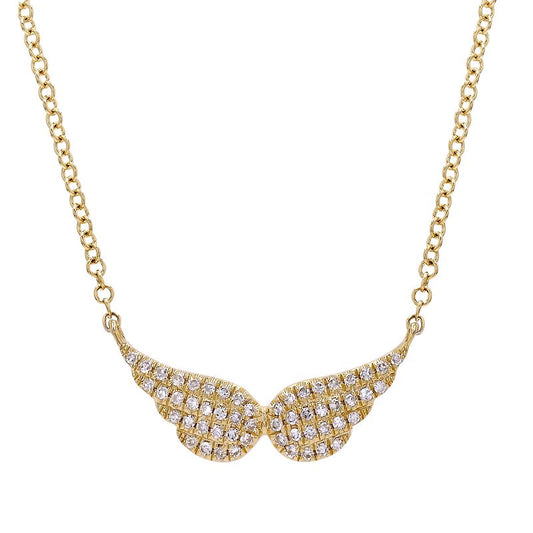 Yellow Gold Angel Wing Diamond Necklace