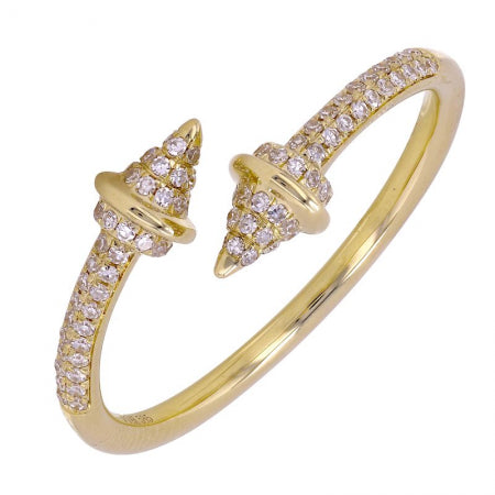 14k Yellow Gold Pointed Cone Diamond Ring