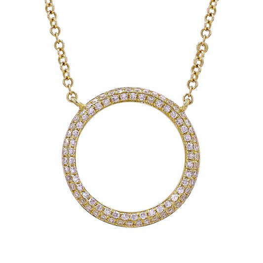 14k Yellow Gold Eternal Circle Diamond Necklace