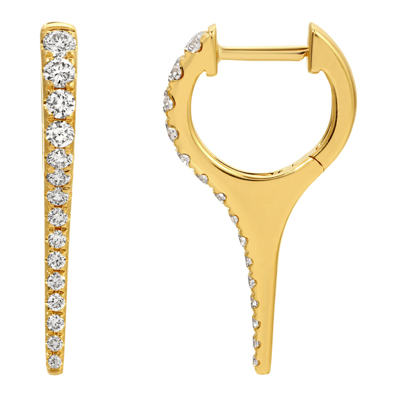 14k Yellow Gold Diamond Pointy Huggie Earrings / Medium - Susan Blake Jewelry