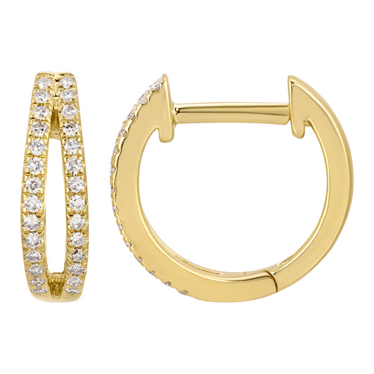 14k Yellow Gold Diamond Huggie Earrings - Susan Blake Jewelry