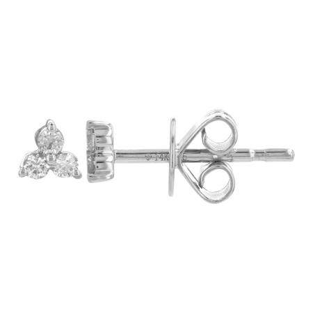 14k White Gold Trio Diamond Stud Earrings