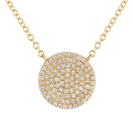 14k Yellow Gold Diamond Circle Necklace