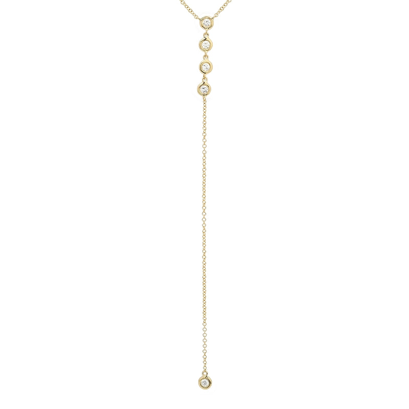 14k Yellow Gold Diamond Bezel Lariat Necklace - Susan Blake Jewelry