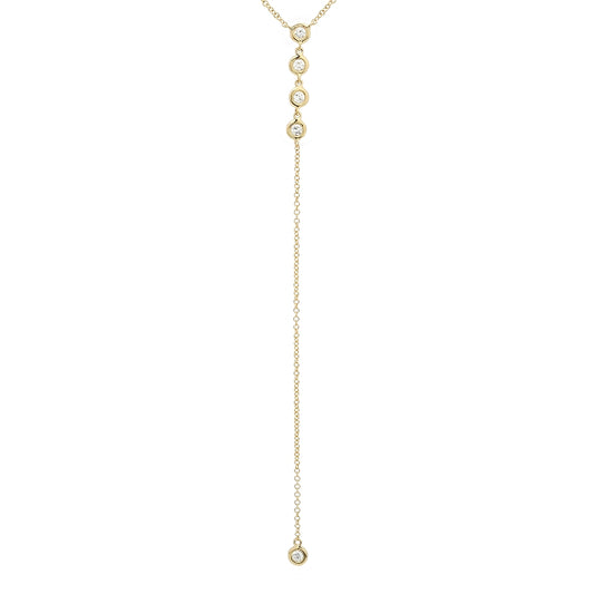 14k Yellow Gold Diamond Bezel Lariat Necklace - Susan Blake Jewelry