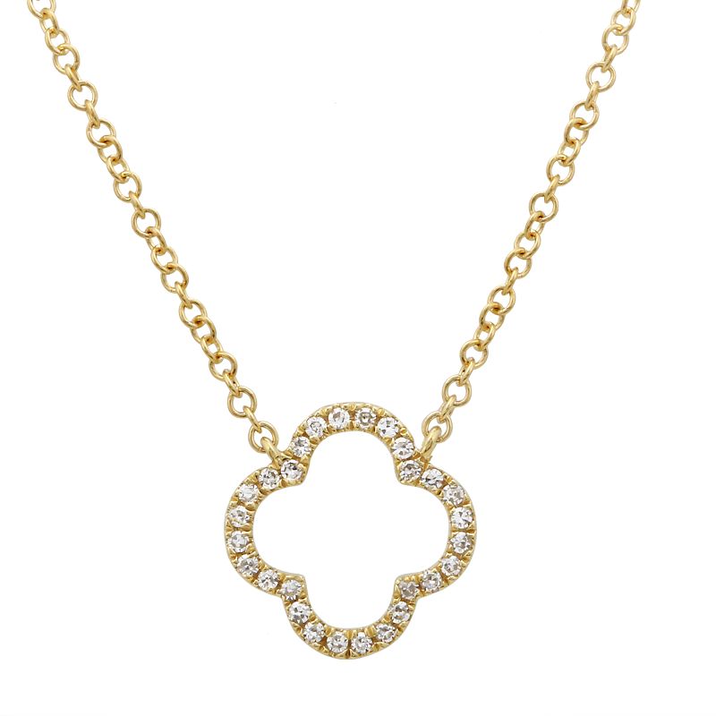 14k Yellow Gold Open Clover Diamond Necklace - Susan Blake Jewelry