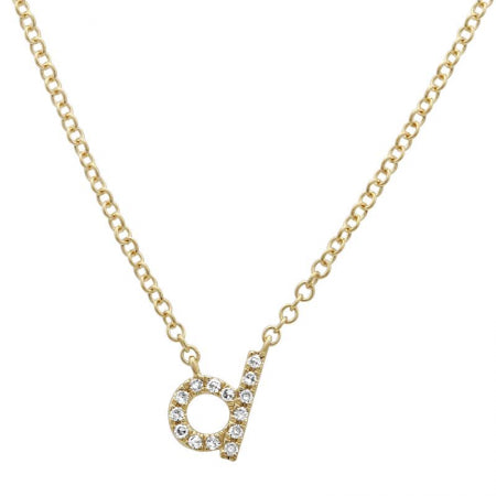 14k Yellow Gold Lowercase Initial Diamond Necklace