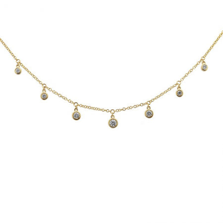 14K Yellow Gold Diamond Drop Necklace