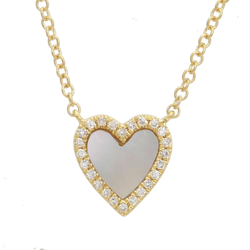 14k Yellow Gold Mop Heart Necklace - Susan Blake Jewelry