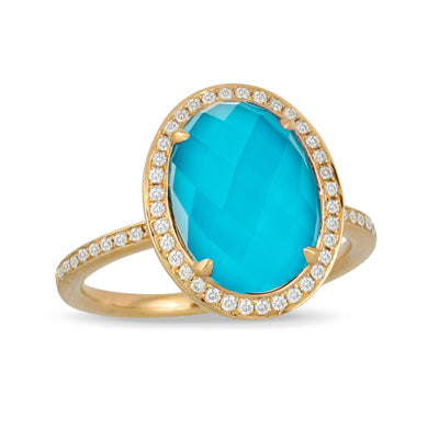 18K Gold Turquoise Diamond Elegance Ring  Susan Blake Jewelry