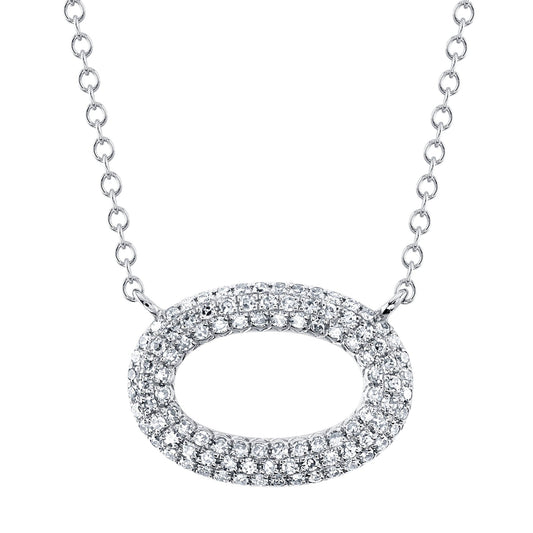 14K White Gold Diamond Pave Oval Necklace  Susan Blake Jewelry