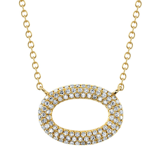 14K Yellow Gold Diamond Pave Oval Necklace  Susan Blake Jewelry