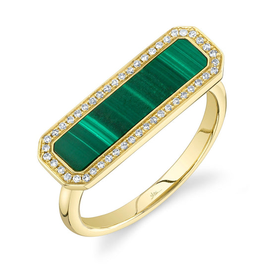 14K Yellow Gold Diamond & Malachite Bar Ring  Susan Blake Jewelry