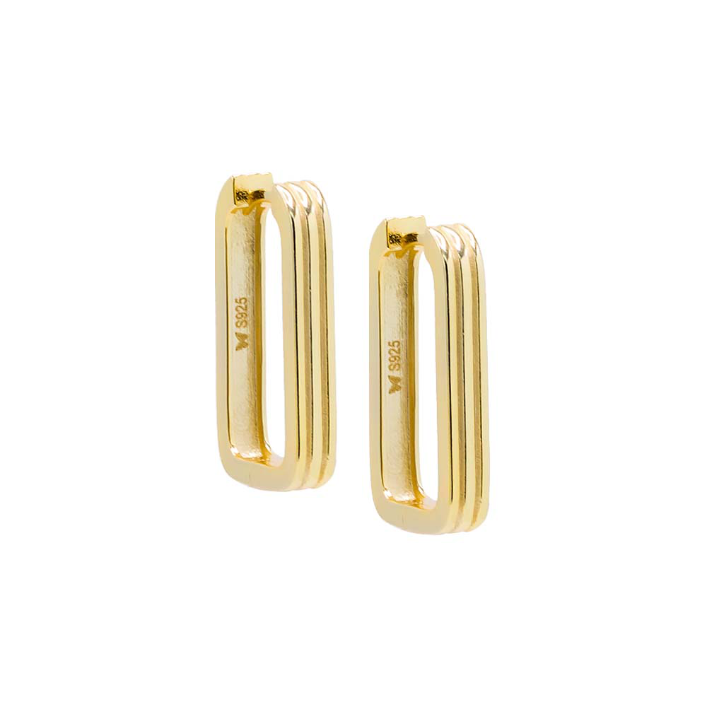 Gold Solid Wide Lined Oval Huggie Earrings (22MM)¬† Susan Blake Jewelry