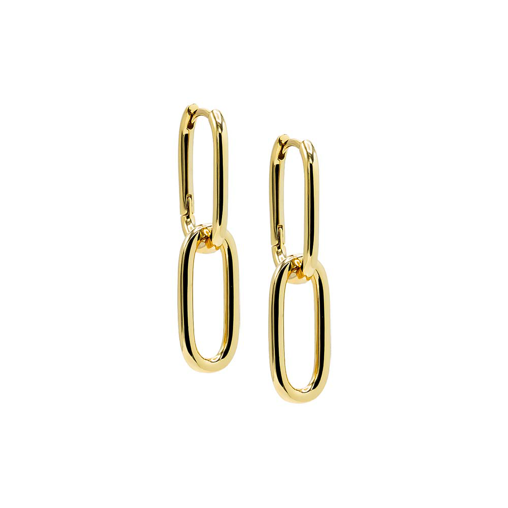 Gold Solid Double U-Shape Drop Link Huggie Earring¬† Susan Blake Jewelry