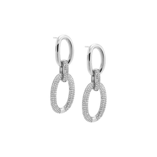 Silver Solid/Pave Open Circle Drop Stud Earrings¬† Susan Blake Jewelry