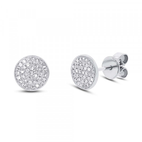 !4k White Gold Diamond Pave Studs - Earrings