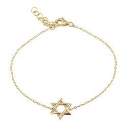 14k Yellow Gold Star-of-david Diamond Bracelet