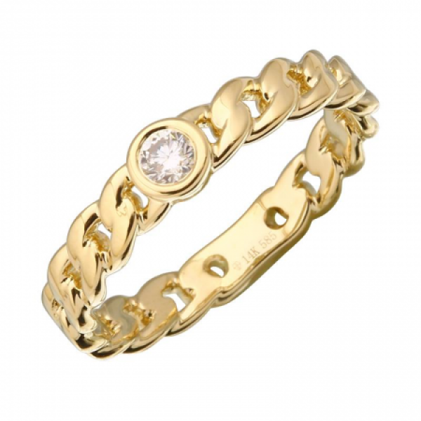 14 Yellow Gold Diamond Link Band Ring