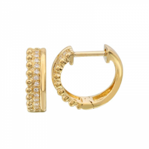 14k Yellow Gold Ball Detail Huggie