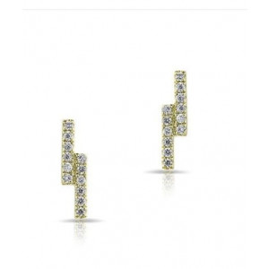 14k Diamond Double Bar Studs